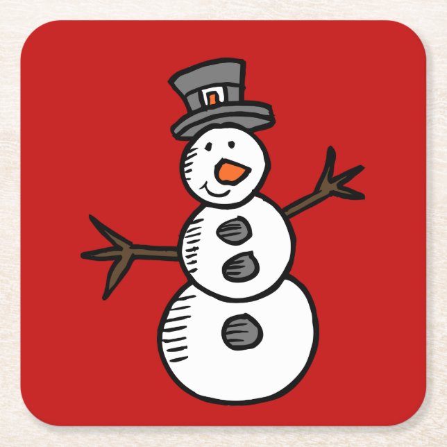 Dessous De Verre Carré Snowman (Devant)