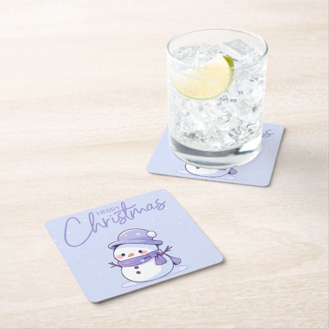 Dessous De Verre Carré Snowman Christmas Coaster (En situation)