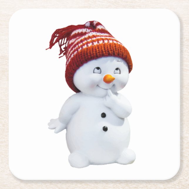 DESSOUS DE VERRE CARRÉ SNOWMAN JOUEUR (Devant)