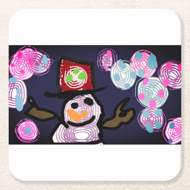 Dessous De Verre Carré Snowman lovey (Devant)