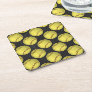 Dessous De Verre Carré Softball motif