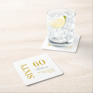 Dessous De Verre Carré Soirée Cocktail 60th Birthday White & Gold