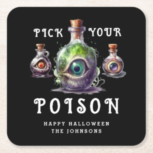 Dessous De Verre Carré Soirée Cocktail Halloween Choisissez Votre Poison