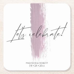 Dessous De Verre Carré Soirée de mariage Rose moderne et poussiéreuse