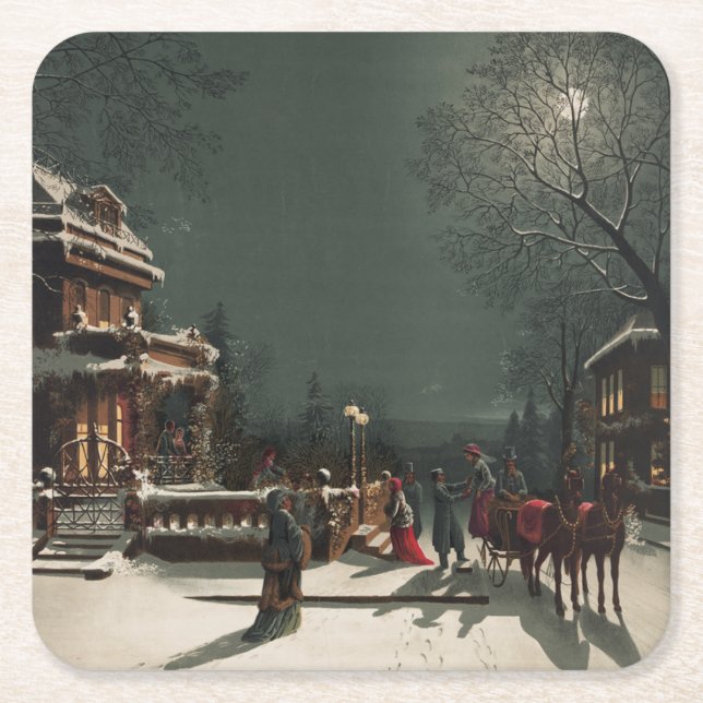 Dessous De Verre Carré Soirée de Noël (Devant)
