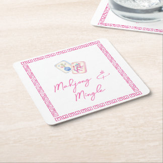 Dessous De Verre Carré Soirée Mahjong & Mingle aux aquarelles pastel