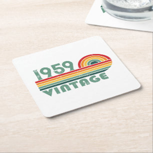 Dessous De Verre Carré Soirée personnalisée vintage de 65e anniversaire