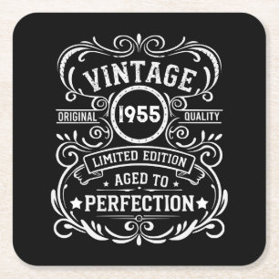 Dessous De Verre Carré Soixante-dix vintages 70e anniversaire personnalis