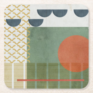 Dessous De Verre Carré Soleil Rouge III