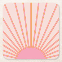 Soleil Sunrise rose Abstrait Retro Sunshine