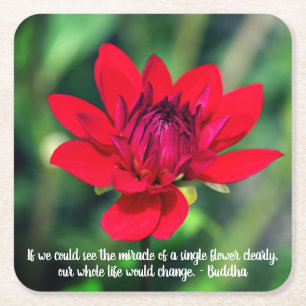 Dessous De Verre Carré Solitaire Rouge Dahlia Fleur Wisley Motivation