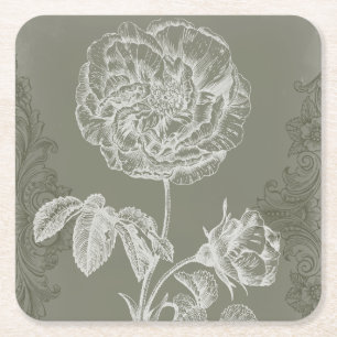 Dessous De Verre Carré Soulagement floral I