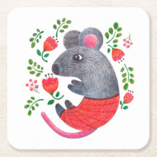 Dessous De Verre Carré souris dessinée