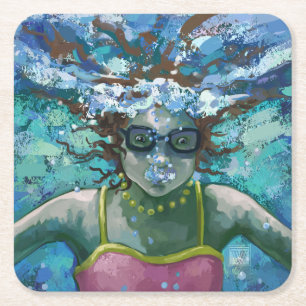 Dessous De Verre Carré Sous la nage aquatique