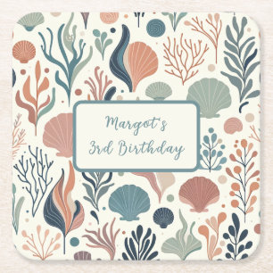 Dessous De Verre Carré Sous l'Anniversaire de la mer, Ocean Whispers Cust