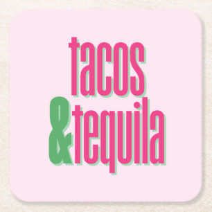 Dessous De Verre Carré Sous-tasses pour fête Tacos & Tequila