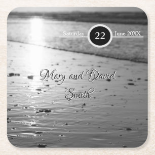 Dessous De Verre Carré Sous-verres de mariage en dégradé de gris de sable