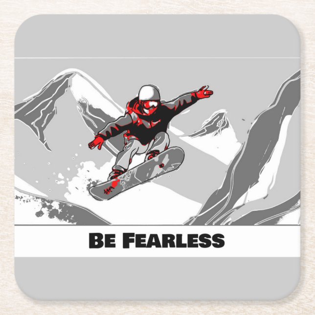 Dessous De Verre Carré Soyez sans crainte - Snowboardeur (Devant)