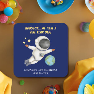 Dessous De Verre Carré Spaceman de la fête d'anniversaire de l'enfant mou