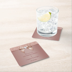 Dessous De Verre Carré Sparkles & Glamor, Rose d'anniversaire Gold