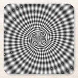 Dessous De Verre Carré Spirale d'illusion optique hypnotisante