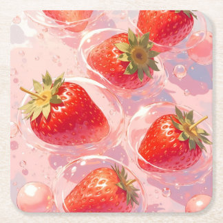 Dessous De Verre Carré Splash fraise