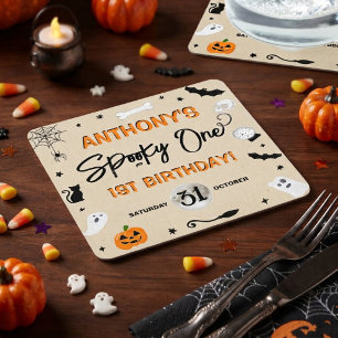 Dessous De Verre Carré Spooky One ! Fête d'anniversaire d'Halloween pour 