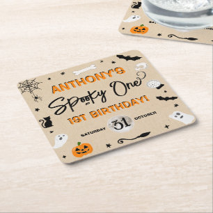 Dessous De Verre Carré Spooky One ! Fête d'anniversaire d'Halloween pour