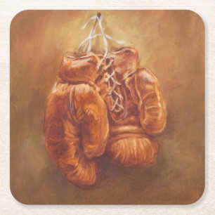 Dessous De Verre Carré Sport rustique   Gant de boxe