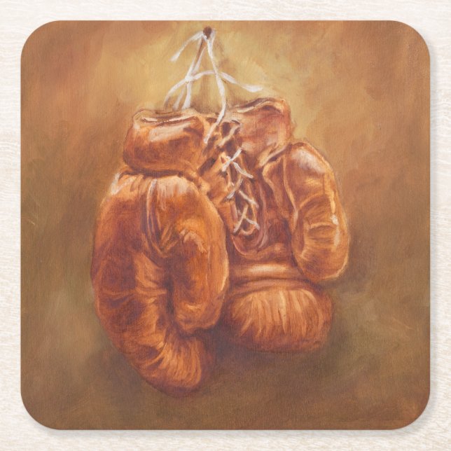 Dessous De Verre Carré Sport rustique | Gant de boxe (Devant)