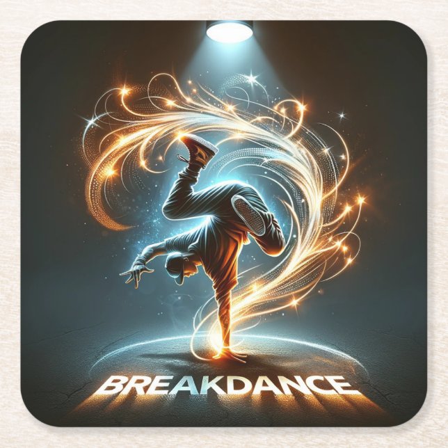Dessous De Verre Carré "Spotlight Groove" - ​ ​ dansant sous les projecte (Devant)