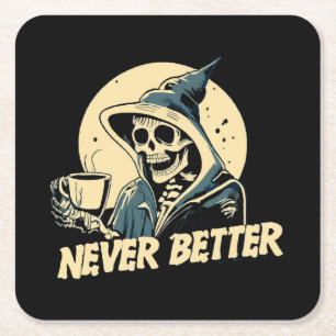 Dessous De Verre Carré Squelette de café Halloween