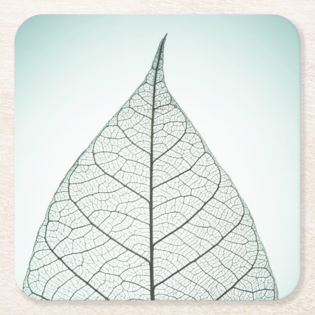 Dessous De Verre Carré Squelette vert de feuille (Devant)