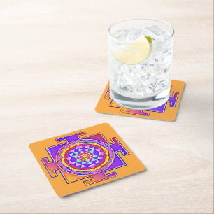 Dessous De Verre Carré Sri Yantra - Symbole hindouiste Design 1