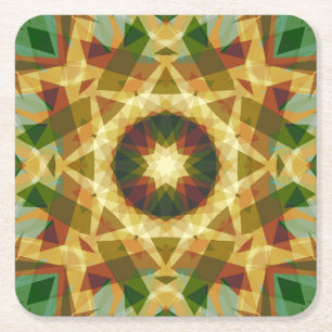 Dessous De Verre Carré Star de Noël Hiver Vert automne Brown or jaune
