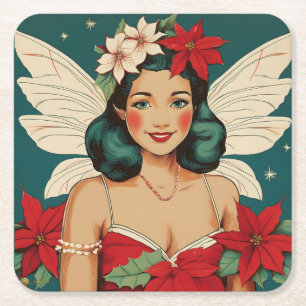 Dessous De Verre Carré Starlette Pin-Up Rétro Tropical Noël des Années 50