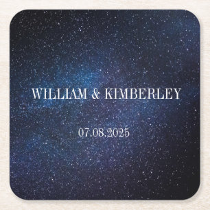 Dessous De Verre Carré Starry Night Sky Galaxy Élégant papier de mariage