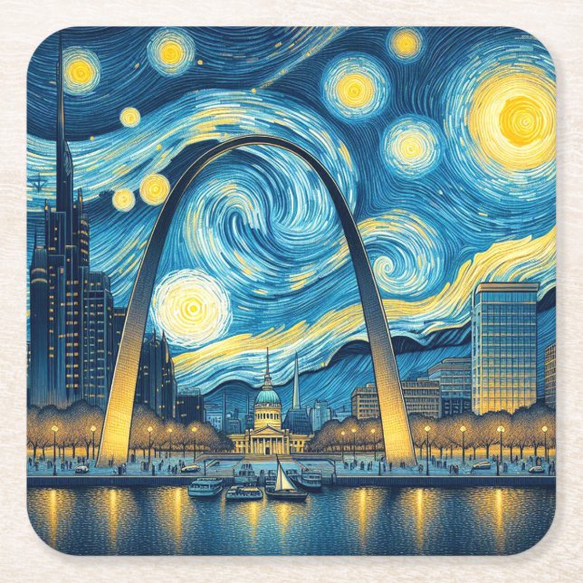 Dessous De Verre Carré Starry Night St. Louis Missouri (Devant)