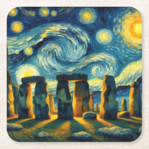 Dessous De Verre Carré Starry Night Stonehenge