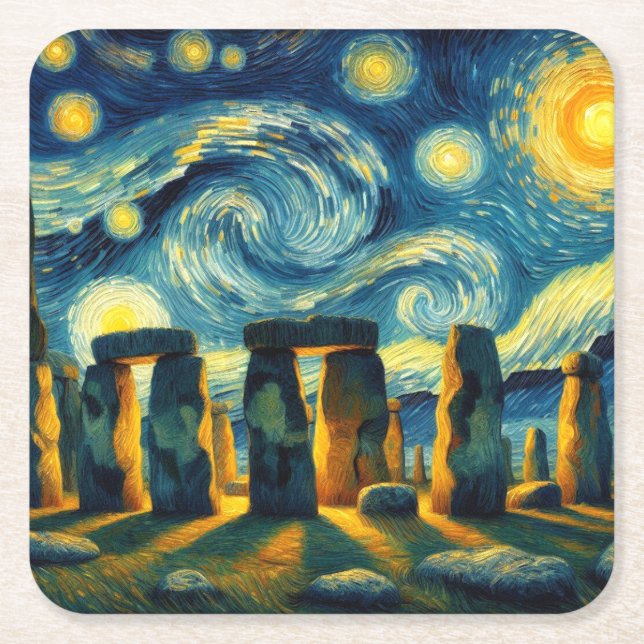 Dessous De Verre Carré Starry Night Stonehenge (Devant)