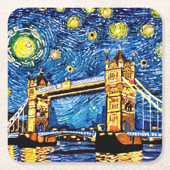 Dessous De Verre Carré Starry Starry Night Londres Angleterre (Devant)