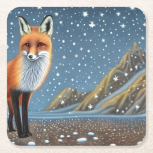 Dessous De Verre Carré Starry Starry Night Storybook Fox