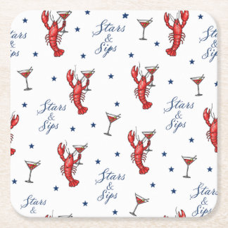 Dessous De Verre Carré Stars & Sips America 250 Été côtier 