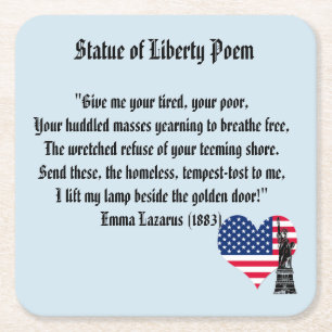Dessous De Verre Carré Statue de poème de liberté