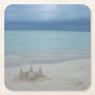 Dessous De Verre Carré Stormy Sandcastle Beach Landscape