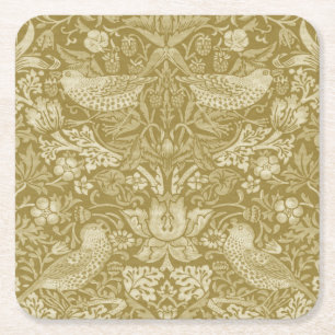 Dessous De Verre Carré Strawberry Thief Gold, William Morris