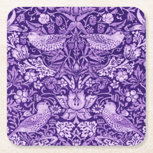 Dessous De Verre Carré Strawberry Thief Purple, William Morris