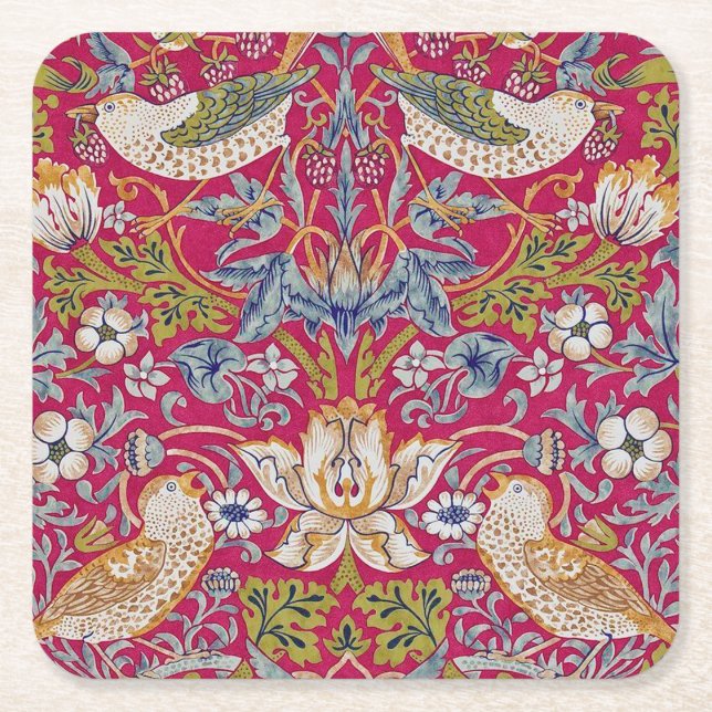 Dessous De Verre Carré Strawberry Thief, William Morris (Devant)