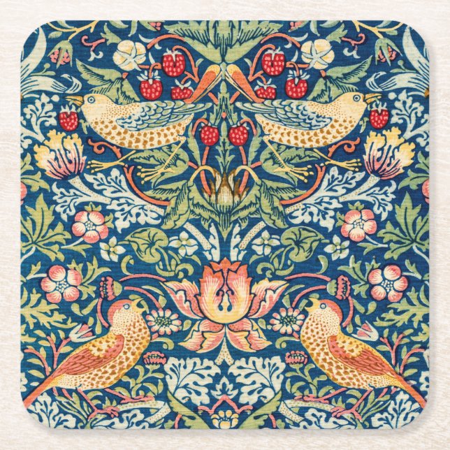 Dessous De Verre Carré Strawberry Thief, William Morris (Devant)