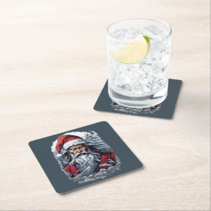 Dessous De Verre Carré Striking Samurai Santa Claus